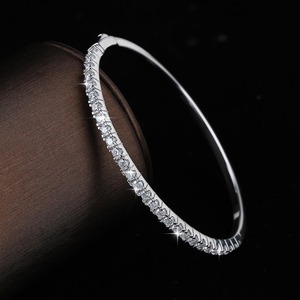 Good Quality Moissanite Diamond <b>Bangle</b> <b>Bracelet</b> in 925 Sterling Silver Luxury Jewelry for Anniversary Gift Available For Sale - Product Image 4