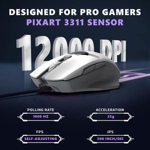 เมาส์เกมมิ่งไร้สาย Banshee 2 รุ่นใหม่ล่าสุด เซ็นเซอร์ PAW3395 ไฟ LED Backlit ระบบติดตามแบบออปติคอล รองรับการเชื่อมต่อ 3 โหมด (2 BT 2.4G แบบมีสาย) ปุ่มกด 6 ปุ่ม - Product Image 3