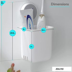 2 Pack Wall Mounted Adhesive Toothbrush <b>Toothpaste</b> Organizer White No Drill ABS Plastic Eco-Friendly Easy-Clean Storage Bathroom - Product Image 2