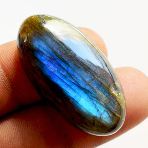 Cabujón ovalado de labradorita azul fuego brillante, tamaño personalizado, parte trasera plana para la fabricación de joyas naturales, pulido liso para colgante. - Product Image 3
