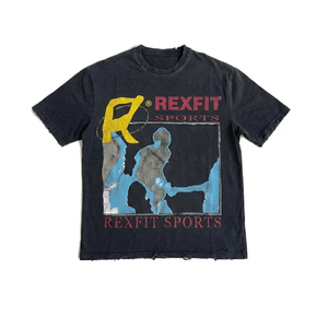 Fabricante de Ropa, Diseño Personalizado, Ropa Urbana, Estampado de Grafiti, Serigrafía, Camiseta Holgada para Hombre, Estilo Vintage, Lavado Ácido - Product Image 4