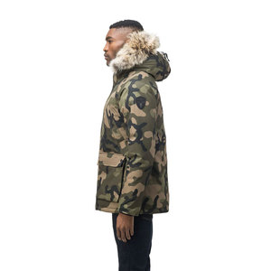 Veste matelassée à capuche camouflage pour homme, manteau d'hiver épais et chaud avec garniture en fourrure, parka zippée - Product Image 2