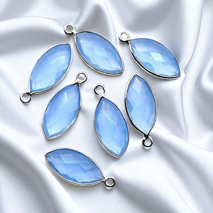 Pendentif Marquise en Calcédoine Bleu Clair 8x16 MM, Breloque en Argent 925 Faite à la Main, Fournisseur de Bijoux en Gros - Product Image 1