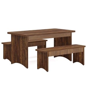 Set da Pranzo in 3 Pezzi per 4-6 Persone, Tavolo da Cucina con 2 Panche - Product Image 2