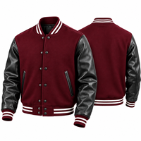 Blouson universitaire unisexe en laine 100% et cuir, doublure matelassée tendance, avec patchs chenille personnalisés, séchage rapide et respirant