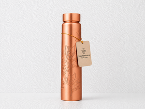 <b>Hot</b> Selling Handcrafted Copper <b>Water</b> <b>Bottle</b> Floral Printed Design Reusable Drinkware for Home Office Travel Fitness Gifts Use - Product Image 3