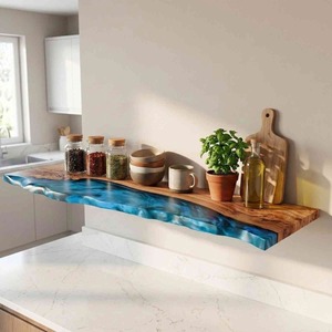Panel de Pared de Resina Epoxi Azul Pavo Real de Alta Calidad, Ligero, Multifuncional, con Borde Natural, para Sala de Estar, Disponible al por Mayor - Product Image 1