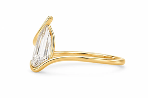 IGI Certified 2CT Pear Step Cut Lab Grown Diamond Ring Geometric <b>Wrap</b> Design Modern Sculptural Engagement Ring in 14K Solid Gold - Product Image 6