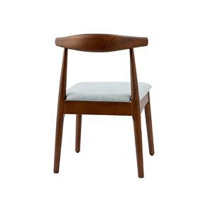 Metà del secolo sala da pranzo Set di 2 noce cornice luce grigio cuscino in legno e tessuto imbottito sedie da pranzo - Product Image 5