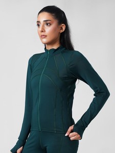 Chaqueta Sculpt Zip Ligera, Reversible, Sin Costuras, Ajuste Ceñido, Transpirable, Verde Bosque - Product Image 5