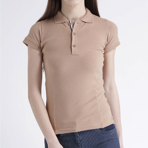 Polo de Mujer Color Caqui, Manga Corta, Color Sólido, Tejido de Punto Informal, Largo Regular, Camiseta Polo, ODM OEM - Product Image 1