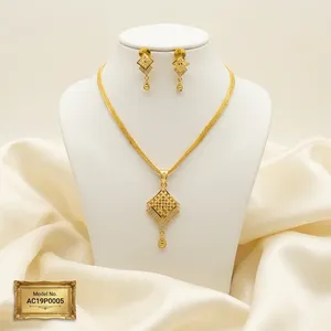 ALANKEET CREATIONS LLP Multi-Plated Gold/Silver/24K Gold Plated Flower Shape Box <b>Chain</b> Pendant Set for Women's Wedding Custom - Product Image 1
