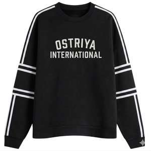 Ostriya Intl 2026 Sweat-shirt pull-over personnalisé pour femme, coupe oversize, col roulé, léger, 100% coton, streetwear, épaules tombantes, motif lettres - Product Image 1
