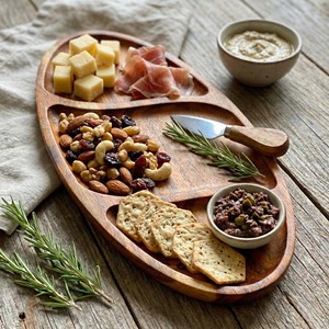 Plateau de service élégant en bois, idéal pour les collations, les sauces et les réceptions, conçu pour servir les invités et lors de rassemblements, fabriqué à la main en Inde. - Product Image 2
