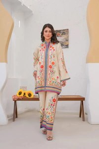 Conjunto coordinado con estampado floral para mujer – Elegante traje Kurta Palazzo |   Conjunto de Dos Piezas Estampado Informal de Primera Calidad - Product Image 1