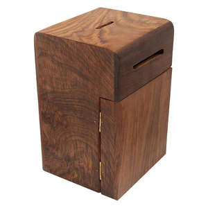 Handmade Wooden Square Savings <b>Box</b> with Hinged Door and Slot for Coin Storage Decorative <b>Money</b> Bank for Home Use - Product Image 4