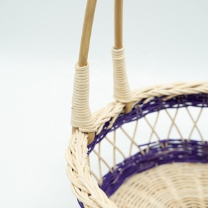 Handwoven Mini Rattan Style <b>Basket</b> with High Handle - <b>Small</b> Round Decorative Gift & <b>Storage</b> Organizer - Product Image 4