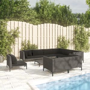 Dark <b>Grey</b> Garden Lounge Set Rattan Steel <b>Frame</b> 6 Seater Outdoor Furniture Contemporary Design - Product Image 1