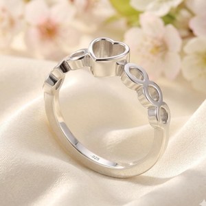 925 Sterling Silver Heart Bezel Ring 5mm Resin Blank <b>Infinity</b> Loop Keepsake DIY Jewelry Finding Ring New Setting Base for Craft - Product Image 2
