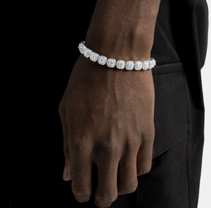 Bracelet tennis tendance en moissanite plaqué argent, coupe ovale, serti à griffes, jonc unisexe, cadeau pour mariage et fête - Product Image 1
