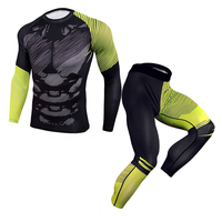 Ropa Deportiva de Compresión para Correr, Conjuntos Deportivos para Hombre, Camiseta de Manga Larga y Pantalones Ajustados para Gimnasio, Conjunto Deportivo Sólido de Primavera