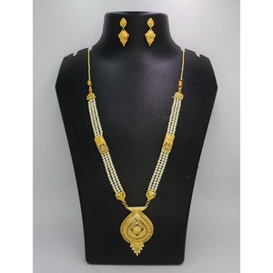 Collar con pendientes conjunto de joyas Latón chapado en oro puro de alta calidad UAE Dubai collar diseño collar conjunto de joyas - Product Image 4