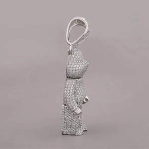 <b>Cute</b> Animal <b>Bear</b> Pendant Rhodium Plated Micro Pave Diamond Charm Themed Jewelry Unisex Fashion Accessory - Product Image 3