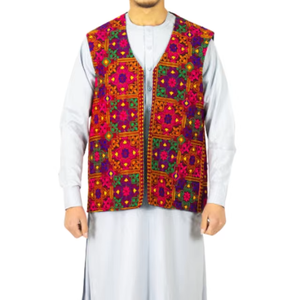 Chaleco Estilo Afgano para Hombre con Bordado Profesional, Chaleco Balochi de Verano, Transpirable, Resistente al Viento, Ropa Exterior para Eid - Product Image 2