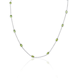 Wholesale Women 925 Sterling Silver Peridot Necklace Minimalist Round Cut Gemstone Chain Necklace for Women Jewelry <b>Gift</b> - Product Image 1