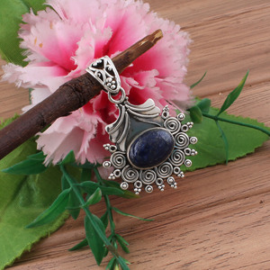 Handmade Vintage Purple Copper Turquoise Pendant 925 Silver Platinum Plated Unisex Purple Matrix Stone <b>Charm</b> Unique Fine Jewelry - Product Image 2