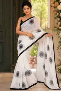 Sari moderne en georgette avec travail de sequins, style indien, pour les occasions spéciales, matériaux recyclés, prix bas pour femmes - Product Image 4