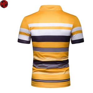 Camiseta de Manga Corta para Hombre, Lisa, Informal, de Punto, de Poliéster de Secado Rápido, Estampada por Sublimación, en Amarillo, Blanco y Azul Marino - Product Image 2