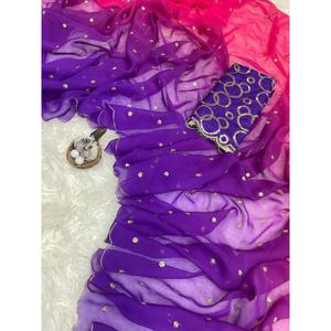 SéQUENCE DE GEORGETTE D'ÉCART AVEC ARCO TRAVAIL SAREE AVEC BLOUSE UNSTITCHED MULTI - Product Image 1