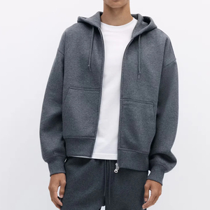 Sudadera con Capucha y Cremallera para Hombre, Última Moda, Color Sólido, Corte Holgado, Estilo Casual, Otoño, 100% Algodón Tejido, Transpirable, Manga Regular - Product Image 6
