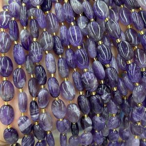 Cuentas ovaladas de amatista, piedras preciosas naturales sueltas, hilo de cuentas para la fabricación de joyas y manualidades DIY. - Product Image 1