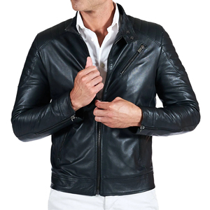 New Fashion <b>Men</b> <b>Leather</b> <b>Jacket</b> Zipper Style Real <b>Leather</b> <b>Jacket</b> for <b>Men</b> Wholesale Price - Product Image 5