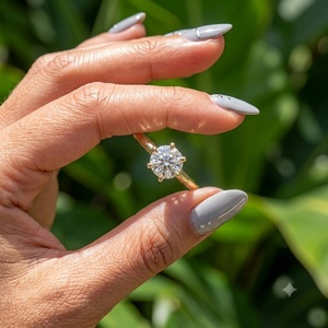 Anillo de compromiso solitario redondo de oro de 14 quilates con diamante brillante de 2 quilates, engaste de 6 puntas tipo catedral, diamante cultivado en laboratorio, certificado IGI, joyas personalizadas - Product Image 3