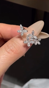 1.5CT Lab Grown Diamond Flower Earrings 14K White Gold Floral Stud Earrings Elegant Fine Jewelry Gift for Women - Product Image 2