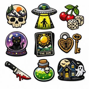 Custom Embroidered Patch <b>Set</b> Iron On <b>Sew</b> On Cute Spooky Aesthetic Applique Badges for Jackets Bags Hats Jeans DIY Decor - Product Image 4