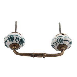 Manija de armario a granel hecha a mano de cerámica blanca verde Floral al por mayor manija de tocador lote manija de cajón Vintage tirador de puerta único - Product Image 6