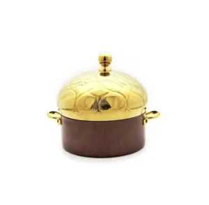 Marmite isotherme traditionnelle en bois avec couvercle doré en forme de dôme, doubles poignées, intérieur en acier inoxydable, chauffe-plats pour la maison et les restaurants - Product Image 1