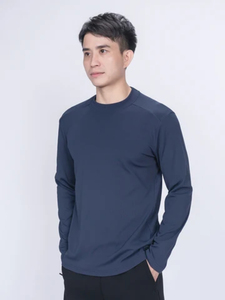 Camisetas personalizadas para hombre de manga larga, algodón transpirable, de secado rápido, cuello redondo, casual, con logo personalizado, ecológicas. - Product Image 5