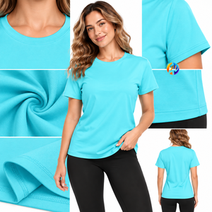 เนื้อผ้าเจอร์ซีย์นุ่มสบาย ให้เสื้อยืดผู้หญิงสัมผัสสบาย ระบายอากาศได้ดี ดีไซน์เรียบง่าย และรูปทรงคงทนสำหรับการใช้งานในชีวิตประจำวัน - Product Image 6
