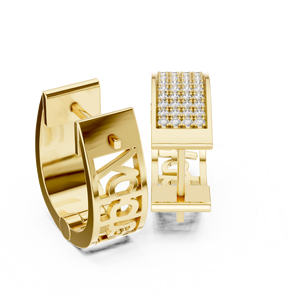 Boucles d'oreilles créoles de luxe en or jaune 14 carats avec diamants de laboratoire pour femme, micro-pavé premium, taille brillant rond - Product Image 4