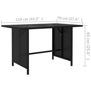 Patio <b>Dining</b> <b>Table</b> Black 43.3"x27.6"x25. 6"Poly <b>Rattan</b> - Product Image 4