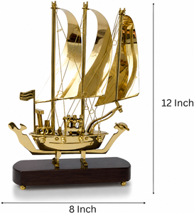Escultura de Velero de Latón Chapado en Oro Hecha a Mano, Artesanía de Unicornio, Decoración de Mesa Tradicional y Duradera para Sala de Estar, Oficina - Product Image 2