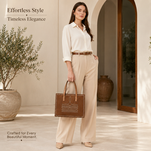 Western Genuine Suede <b>Leather</b> Tote <b>Bag</b> with Embroidered Stitch Detail Large Capacity Shoulder Handbag for Women Everyday Fashion - Product Image 3