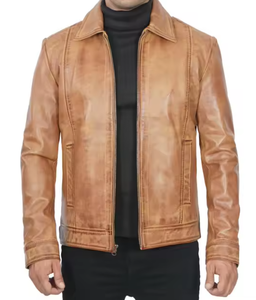 Chaqueta de Moda de Cuero Vacuno Suave al Tacto, Cortavientos, Transpirable, Ajustada, con Cuello Alto para Invierno - Product Image 4