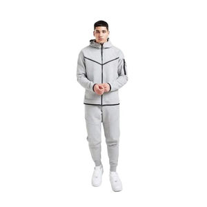 Ensemble de survêtement imprimé à capuche pour hommes, réfléchissant, deux pièces, pour jogging et course nocturne, vêtements de sport, logo personnalisé, vente en gros - Product Image 3