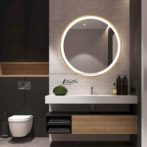 <b>Round</b> Shape <b>Gold</b> Plated Metal Bathroom Wall <b>Mirror</b> Wall Mounted Shaving Trimming <b>Mirror</b> for Living Room Ready Makeup <b>Mirror</b> - Product Image 3